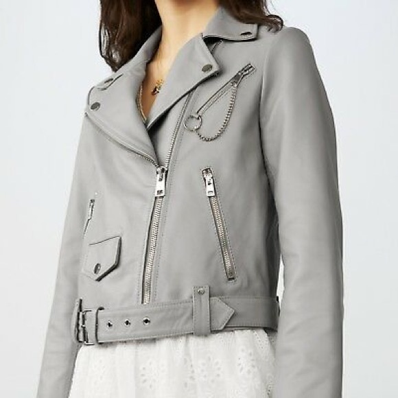 Maje Jackets & Blazers - Maje Grey Leather Jacket sz 38